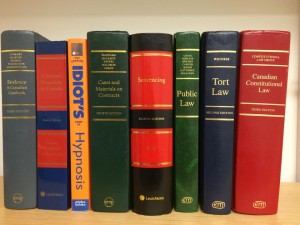 The typical law student bookshelf. Photo credit: Olya Senyshyn 