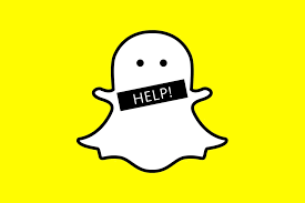 The Snapchat logo with "HELP!" over the mouth.